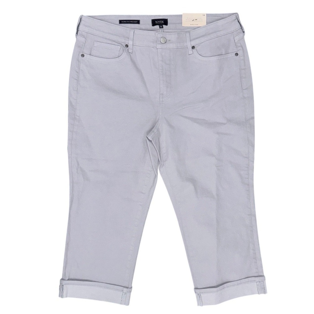 NYDJ Womens 16 Marilyn Straight Lift Tuck Crop Jeans Pearl Grey NWT